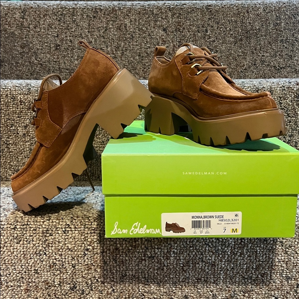 Sam Edelman Chunky Brown Suede Platforms